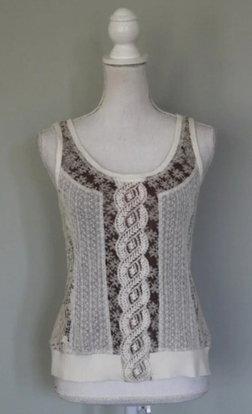 Byron Lars Beauty Mark Mixed Media Tank Top 0